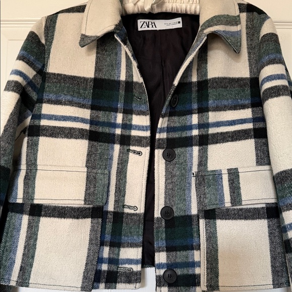 Zara Checkered Jacket in Black, White, and Green Size Small - Picture 2 of 6